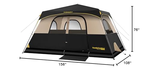 FanttikOutdoor Zeta C8 Pro 8-Person Instant Camping Tent with Rainfly & Carry Bag – Khaki