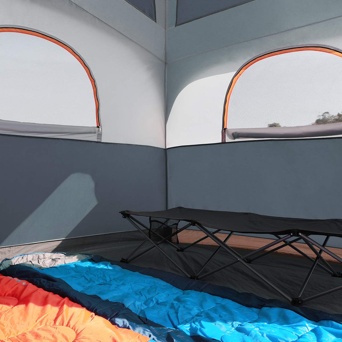 UNP 6-Person Waterproof Family Camping Tent with Mesh Windows – Gray