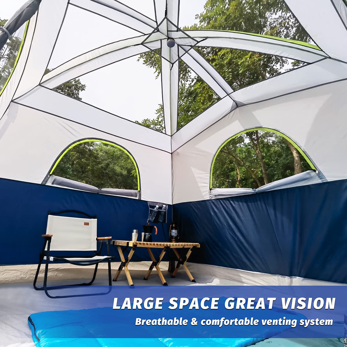 UNP 6-Person Waterproof Family Camping Tent with Mesh Windows – Dark Blue