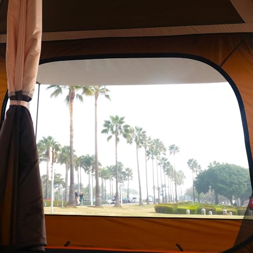KTT 12-Person Waterproof Family Cabin Tent with 2 Rooms & Mesh Windows – Brown