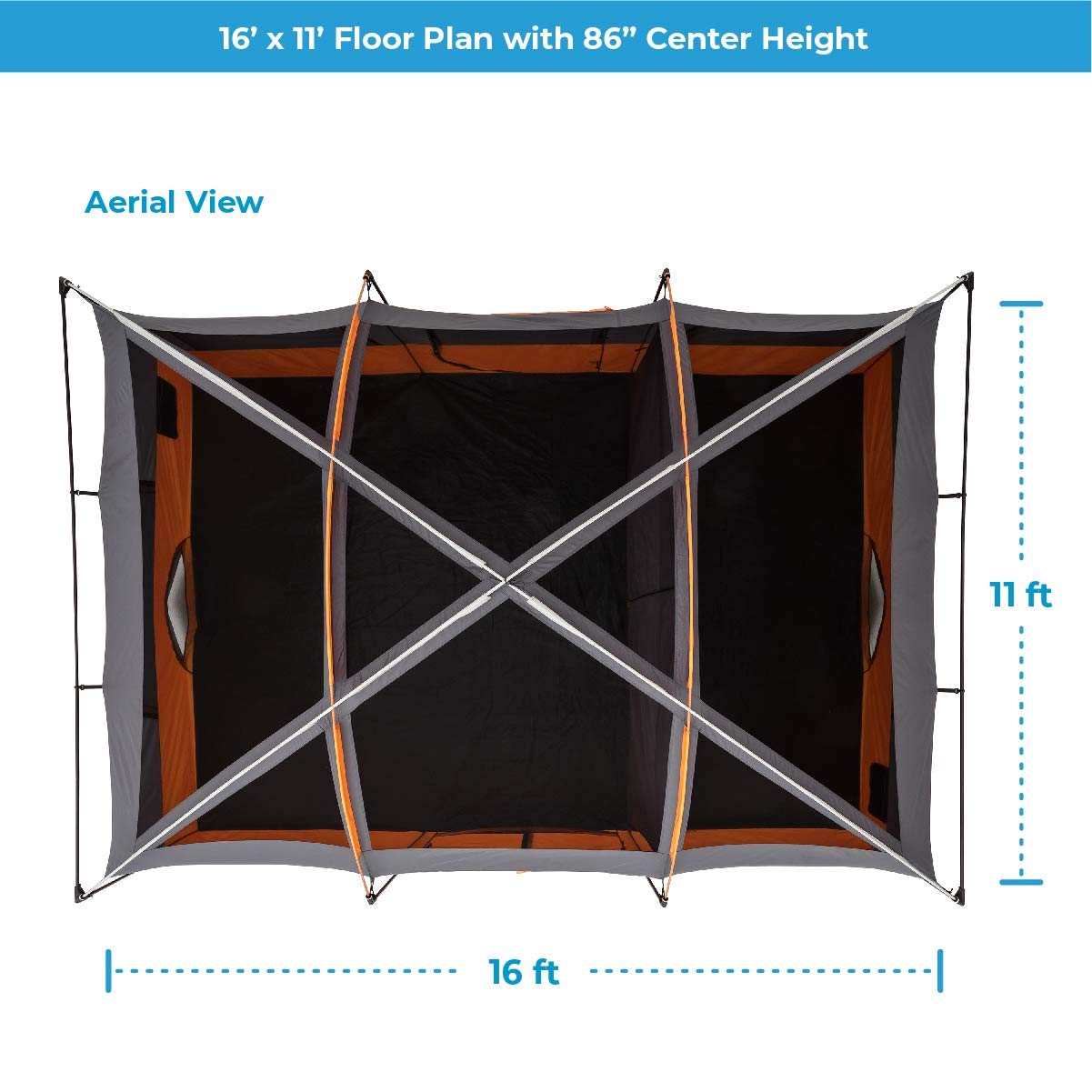 CORE 12-Person Multi-Room Family Cabin Tent with Storage Pockets & Carry Bag
