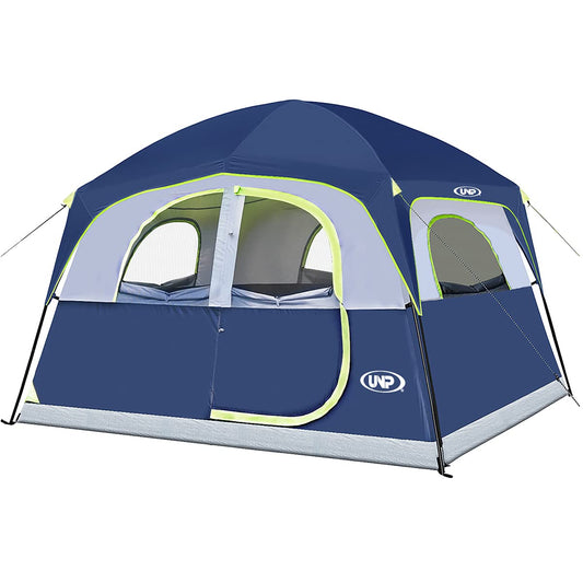 UNP 6-Person Waterproof Family Camping Tent with Mesh Windows – Dark Blue