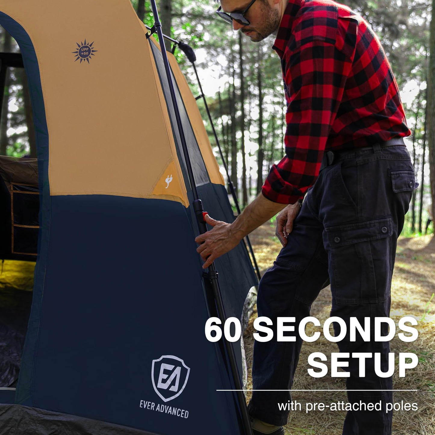 EVER ADVANCED 6-Person Instant Cabin Tent with Rainfly – Water-Resistant, Easy Setup