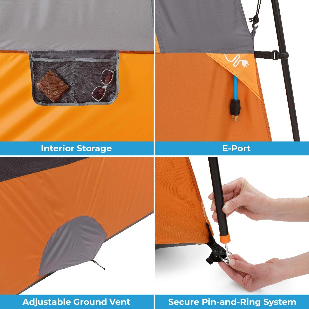 CORE 12-Person Multi-Room Family Cabin Tent with Storage Pockets & Carry Bag
