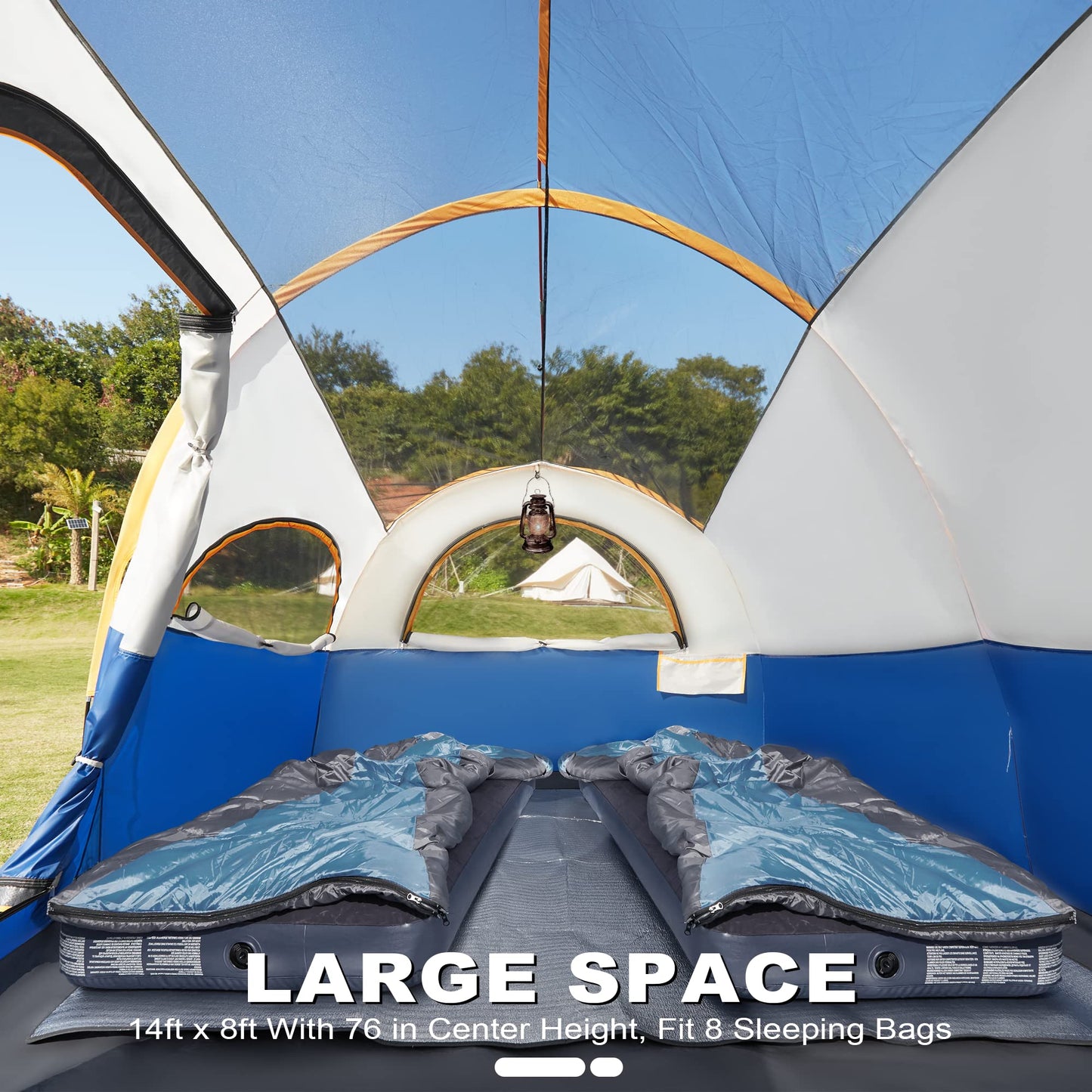 GoHimal 8-Person Waterproof Family Camping Tent with Rainfly & Carry Bag