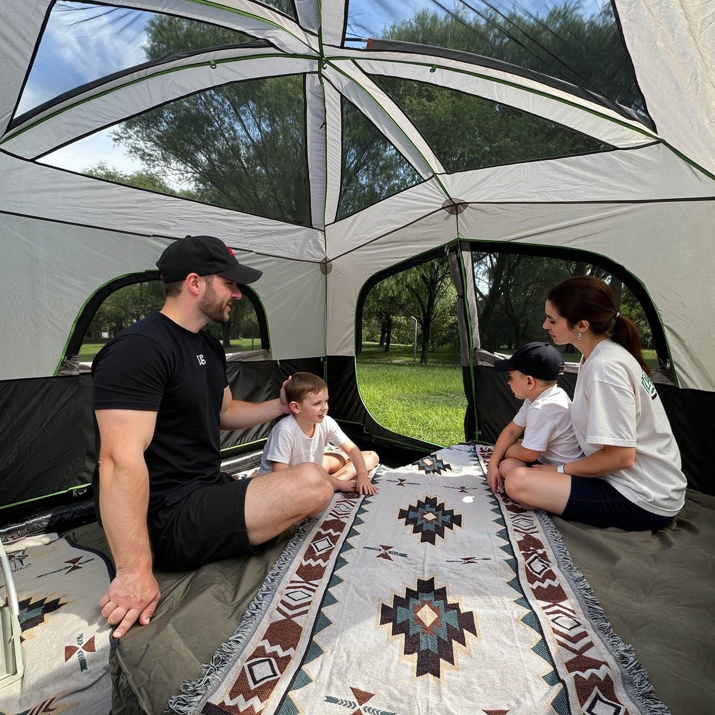Happy Travel 6-Person Waterproof Cabin Tent with Mesh Windows & Carry Bag