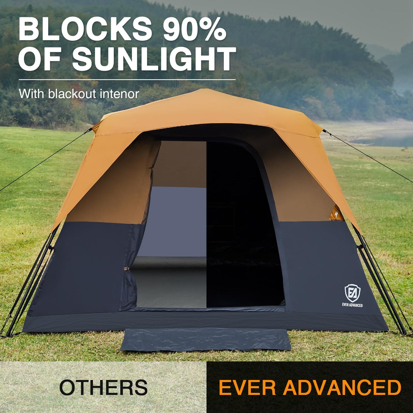 EVER ADVANCED 6-Person Instant Cabin Tent with Rainfly – Water-Resistant, Easy Setup