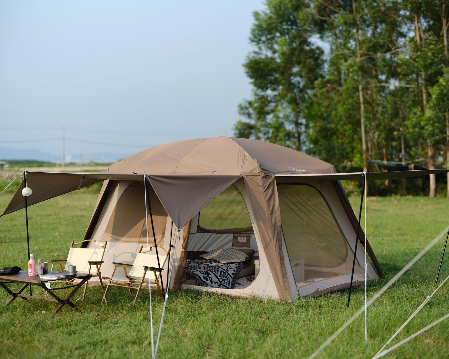 Vidalido 4-6 Person Waterproof 2-Room Camping Tent with 3 Doors – Portable Family Tent