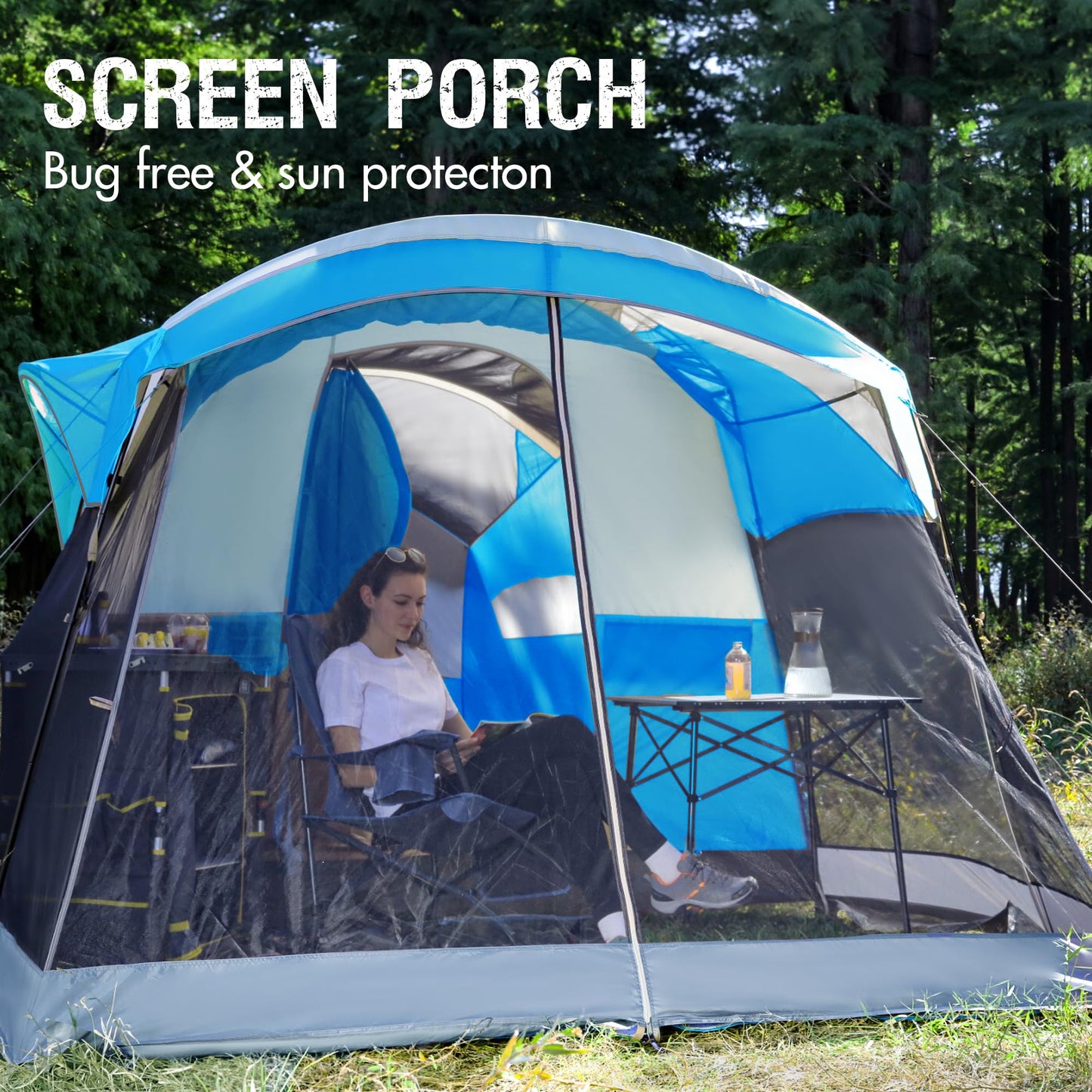 PORTAL 8-Person Family Camping Tent with Screen Porch & Rainfly – Weather Resistant