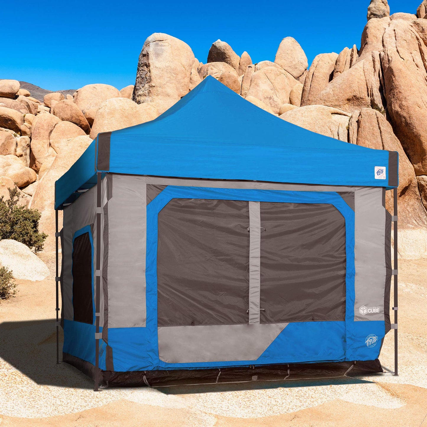 E-Z UP Camping Cube 6.4 – Converts 10' Canopy into Camping Tent, Royal Blue