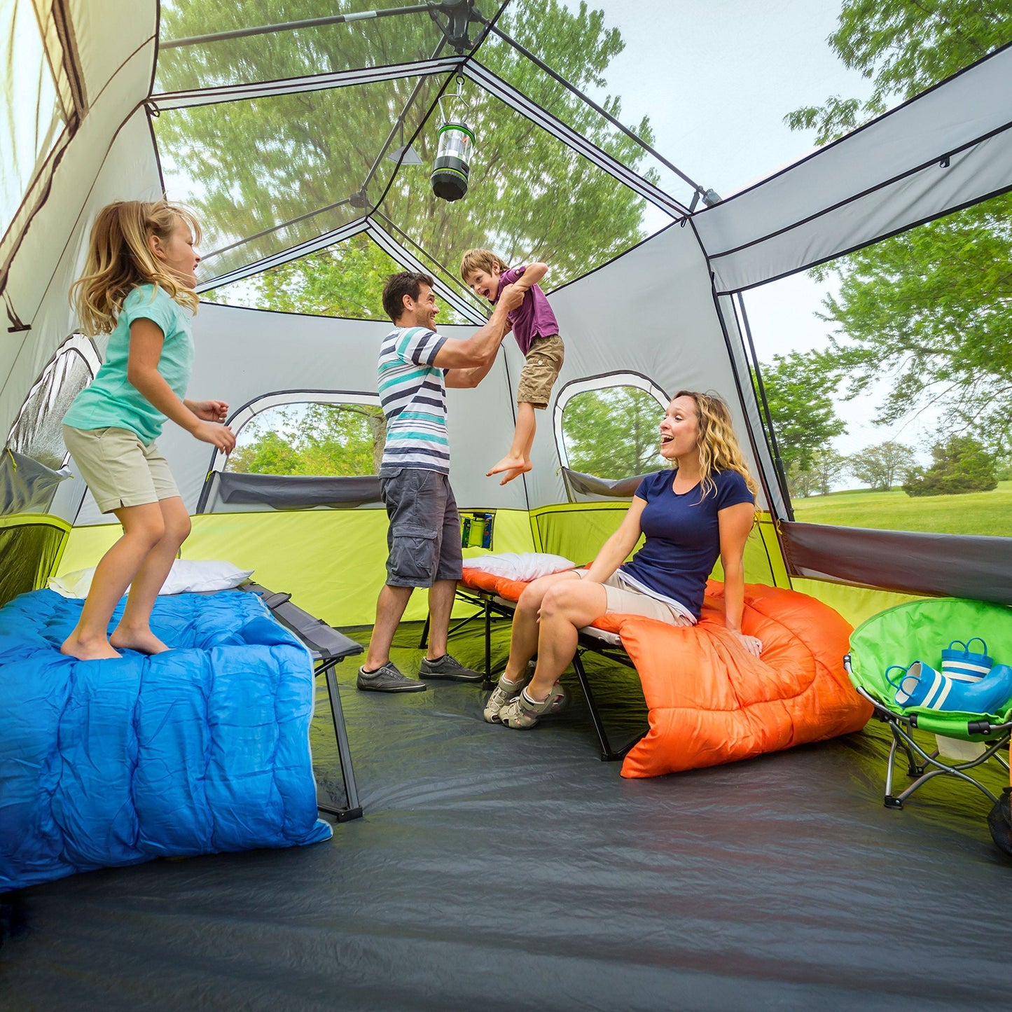 CORE 9-Person Instant Cabin Tent with Multi Rooms & Storage Pockets